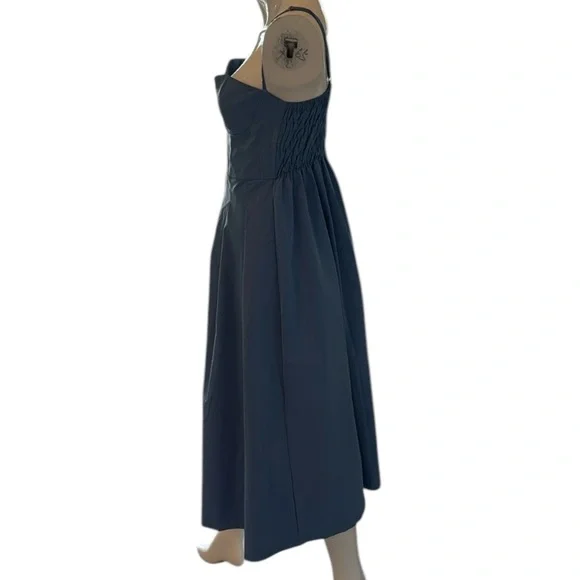 AEL Amy Enjoy Life Studio Marion Bustier Blue Button A-Line Midi Dress Size M - Picture 6 of 12